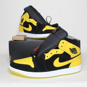 Nike Air Jordan 1 Mid SE Shoes "New Love" Black Yellow HJ6654-071 Men's 11 New